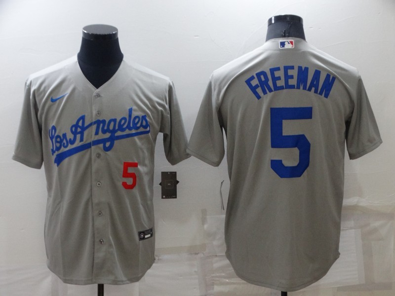 Men's Los Angeles Dodgers Freddie Freeman #5 Gray Jersey